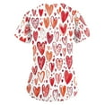 thumbnail image 2 of Valentine's Day Working Uniform for Women Love Heart Printed V Neck Breathable Scrub Tops Short Sleeve Professionals Soft Stretch Workwear Shirt with Pockets  Medium, 2 of 4