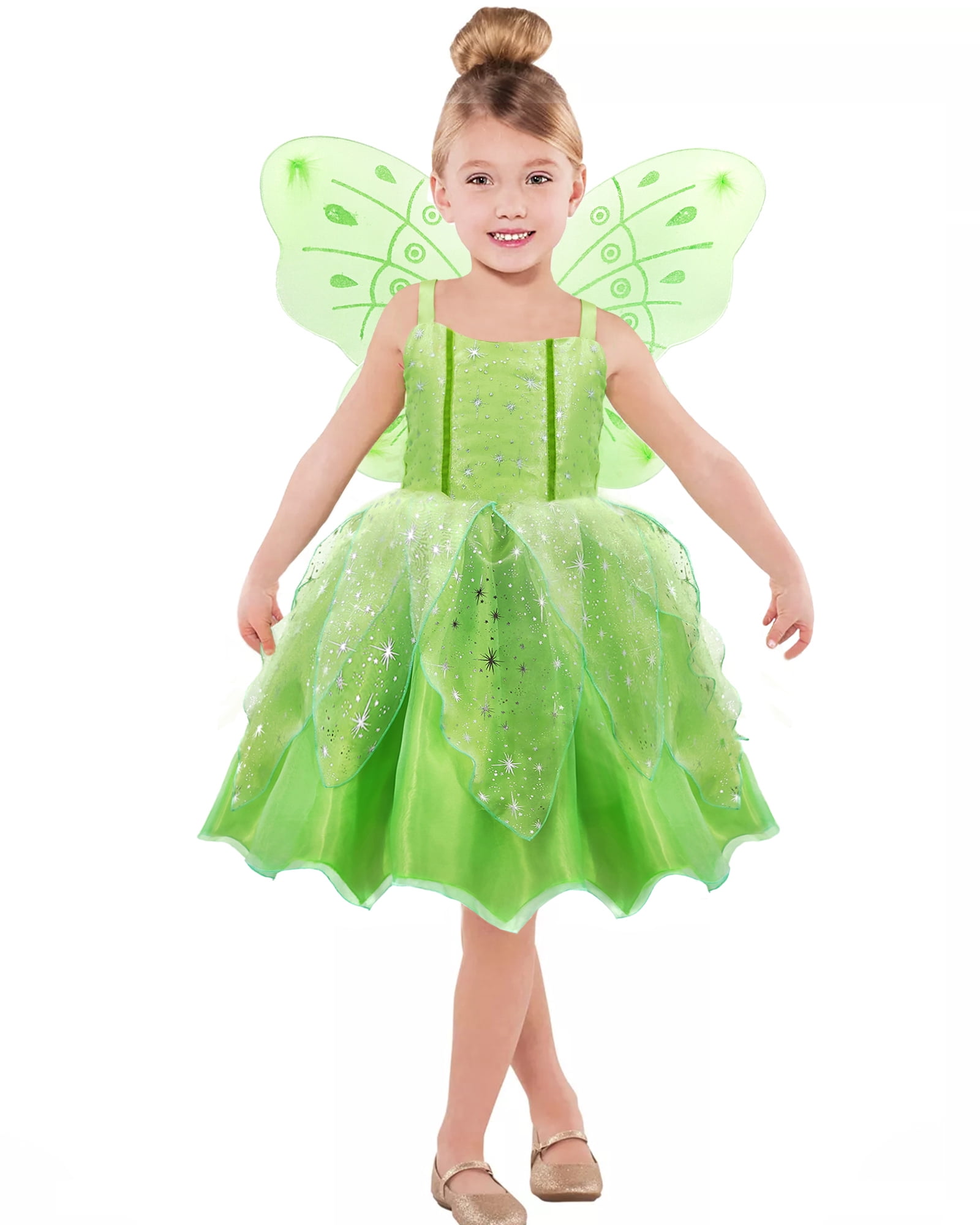 CQDY Girls Green Short Tinkerbell Fairy Ball Gown Princess Dress for ...