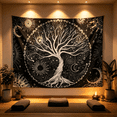 thumbnail image 5 of Black Tapestry Tree of Life Tapestry Wall Tapestry Black Aesthetic Tapestry Wall Hanging for Bedroom (60 X 80 Inches), 5 of 7
