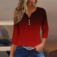thumbnail image 2 of Jewelreauty Tunic Tops for Women Elbow Length Notch Neck Casual Button Blouses Summer Casual Tees, 2 of 5