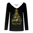 thumbnail image 4 of Neewe Women Christmas Tops Long Sleeve V Neck Sweatershirt Fur Trim Sweater Tops, 4 of 4