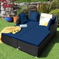 thumbnail image 3 of Giantex Rattan Daybed Patio Loveseat Sofa Set , Wicker Patio Furniture w/Padded Cushion & and Sturdy Foot, Navy, 3 of 8