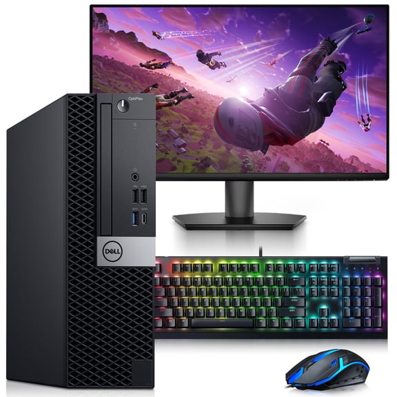 Restored Dell OptiPlex 5060 Desktop Computer Intel Core i5-8500 16GB DDR4 RAM 256GB SSD NVIDIA GeForce GT 1030 24" Monitor RGB Keyboard & Mouse Wi-Fi Gaming PC Windows 11 Pro (Refurbished)