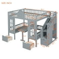 thumbnail image 6 of Full Over Full Bunk Beds with Stairs, Wood Loft Bed with Desk and Seat Can be Turned Into Bunk Bed, Convertible Dorm Bunk Bed with 2 Storage Drawers for Kids Teens(Gray), 6 of 10