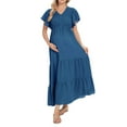 thumbnail image 1 of xiaxaixu Robe de Maternité pour Femmes, Robe Ample Évasée Unie à Manches Courtes et Col en V, Robe de Grossesse, 1 of 7