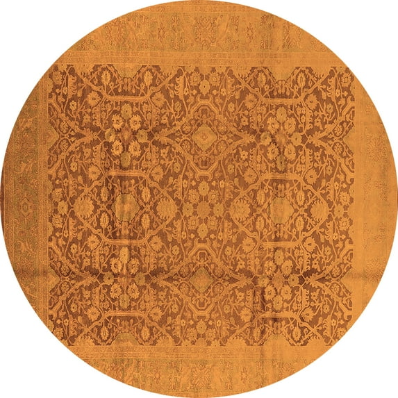 Ahgly Company Indoor Round Oriental Orange Industrial Area Rugs, 8' Round