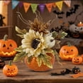 thumbnail image 5 of CoreLiving Artificial Pumpkins Large 9.8 Inch Fake Pumpkin Decor, Fall Harvest Thanksgiving Tables Centerpieces with Sunflower Maple Leaf Berries Decorations, 5 of 8