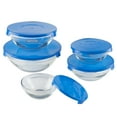 thumbnail image 4 of Glass Food Storage Containers with Snap Lids- 10 Piece Set by Chef Buddy (Blue), 4 of 5