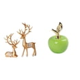 thumbnail image 1 of Escultura de reno europeo y figura de cerámica coleccionable, artesanía para decoración del hogar, cafetería, sala de estudio, obra de arte para amant, 1 of 8
