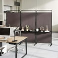 thumbnail image 5 of Costway 3-Panel Room Divider with Storage Shelves 6FT Tall Folding Privacy Screen on Wheels Brown, 5 of 10