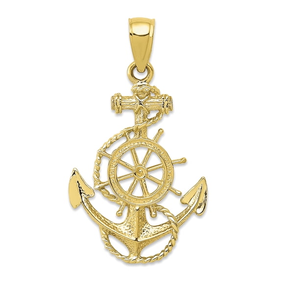 10K Anchor and Wheel Pendant