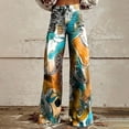 thumbnail image 2 of yunLCZ Women's Wide Leg Pants Wide Leg Pants Woman High Waist Floral Patterned Pants Lightweight Loose Fit Casual Colorful Trouser Imitation Jeans Office Slacks, 2 of 4