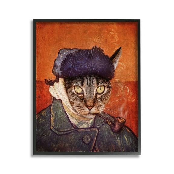 Stupell Industries Classic Cat Self Portrait Animals & Insects Painting Black Framed Art Print Wall Art, 11 x 14