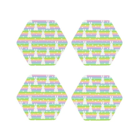 

Tideii Rainbow Rabbit for Leather Coasters 4 Pieces Anti-fouling and Anti-scalding Decorative Coasters Suitable for Restaurants Kitchens Coffee Shops-Hexagon