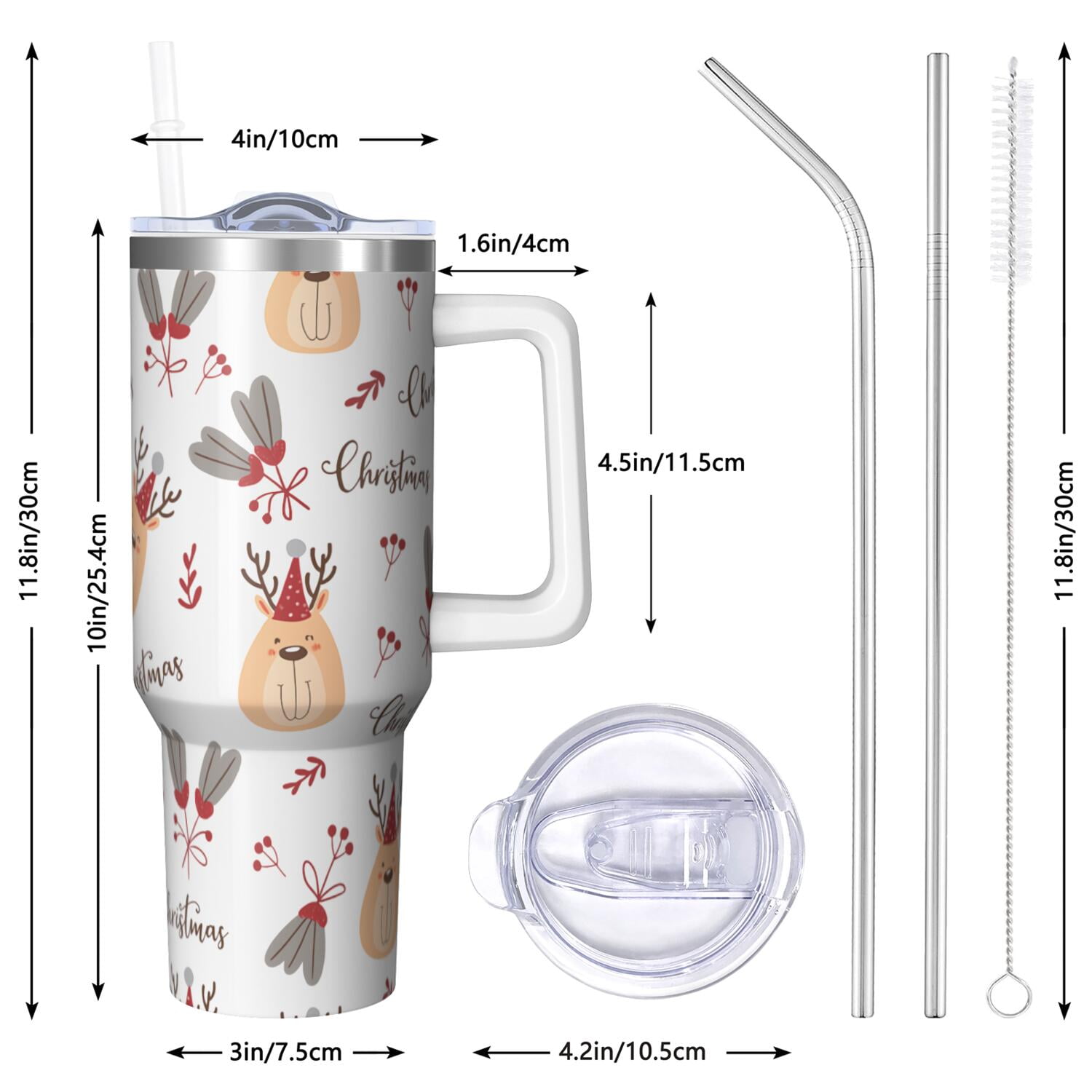1pc 40 oz Christmas Tumbler with Lid and Straw Stainless steel Insulated tumblers Cute water bottle Travel/Gym coffee tumbler Gifts for Women/men