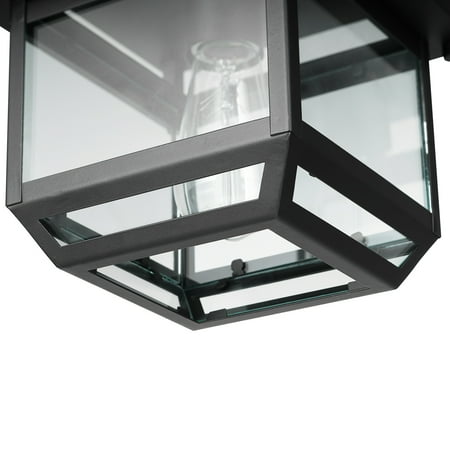 

Globe Electric Sorrell 1-Light Bronze Outdoor Flush Mount Ceiling Light with Clear Glass Shade 44779