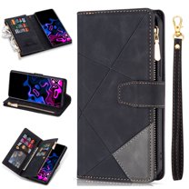 Allytech Zipper Storage Design Wallet Case for Samsung Galaxy S23 5G, PU Leather Flip Stand Magnetic Clasp Muliti-Card Slots Holster Case with Lanyard for Galaxy S23, Black