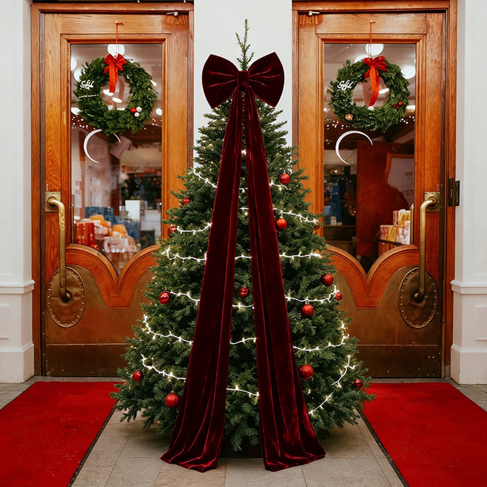 Dserfhy Large Christmas Tree Topper Bow Red Velvet Ribbon Gift Bows for Home Wreath Birthday Wedding Party Room Wall Backdrop Decoration