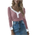 thumbnail image 3 of Sudadera con capucha gris,Blusa informal de manga corta con cuello en V y encaje para mujer, de mezcla de poliéster, para uso diario, sopatenor, 3 of 9