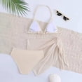 thumbnail image 4 of Staki Toddler Swim Set Girl Girl's 3 Piece Swimsuits High Waisted Bikini Bathing Suit with Coverups Skirt 7Y 8Y 9Y(Beige,8-9 Years), 4 of 7
