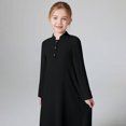 thumbnail image 5 of Black Girls Islamic Dress with Hijab Set Muslim Abaya Prayer Outfit Modest Long Sleeve Dress for Eid Ramadan 4-12 Years Soft Polyester,Size 5-6 T, 5 of 9