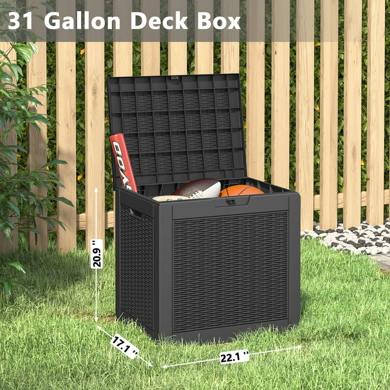 31 Gallon Outdoor Storage Deck Box | Waterproof, UV-Resistant, Lockable Patio Storage Chest For Garden Tools & Cushions