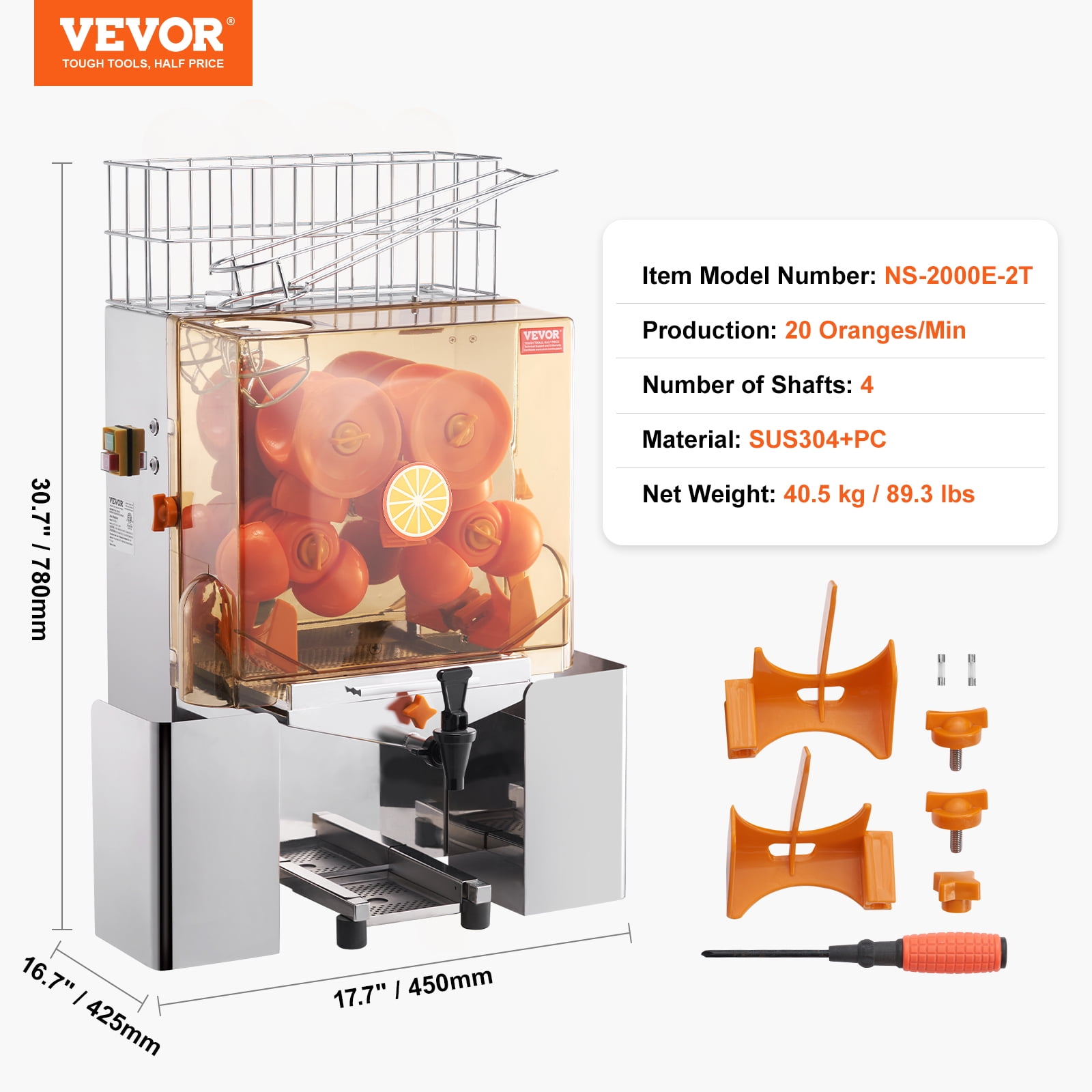KFFKFF Commercial Orange Juicer Machine 120W Juice Squeezer Extractor Water Tap