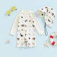 thumbnail image 5 of ATAIKU Baby Boys Swimsuit Dinosaurs Toddler One Piece Zipper Bathing Suit Long Sleeve Rash Guard Swimwear Sunsuit with Sun Hat, 5 of 8