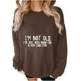 thumbnail image 3 of Jinhomg Womens Oversized Boyfriend Sweatshirt Trendy Letter Print Y2K Tops Casual Comfy Long Sleeve Drop Shoulder Pullover Daily Wear Coffee XL, 3 of 6