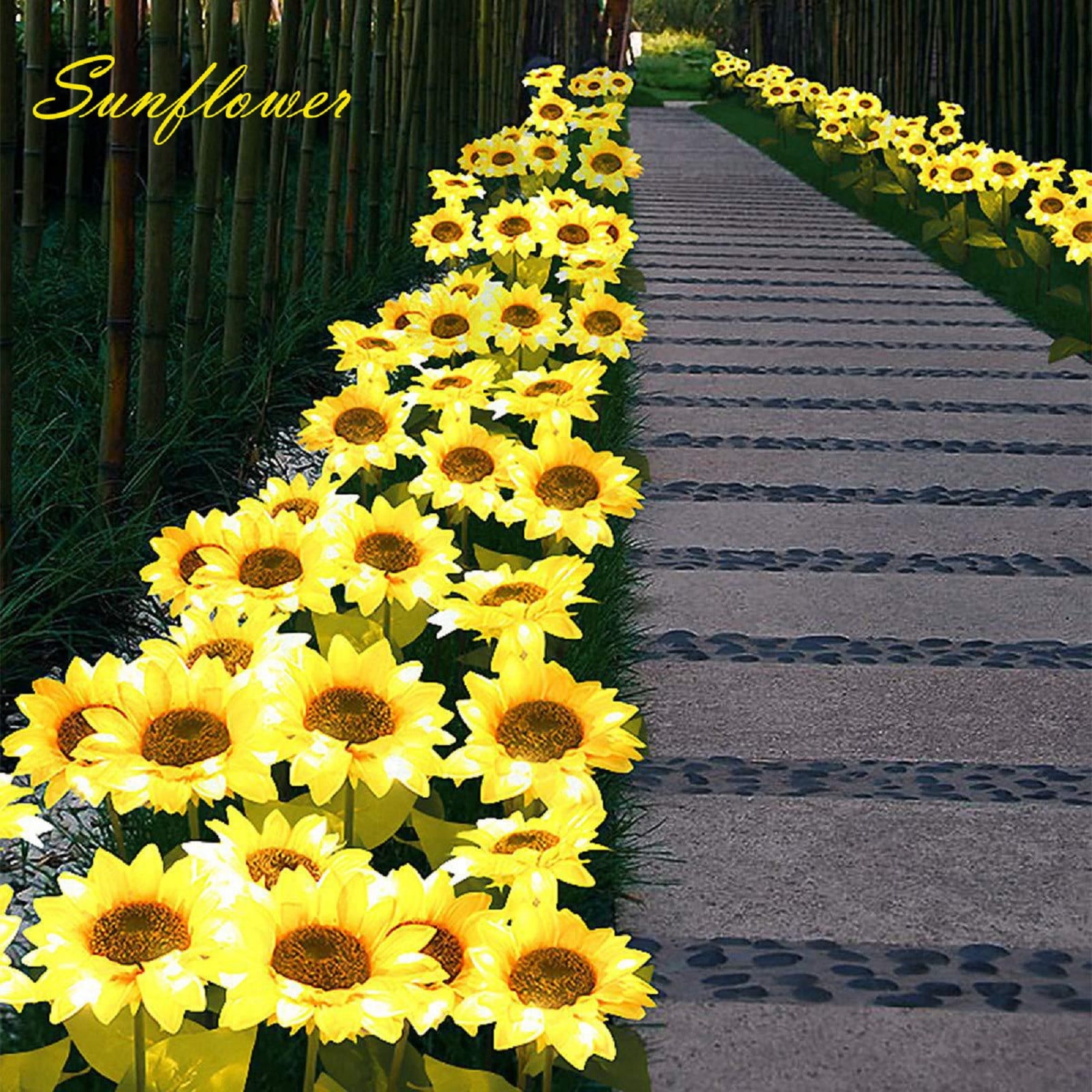 Solar Outdoor Lights Garden Decor, Solar Garden Lights Waterproof with 8 Realistic Sunflower Lights, Solar Pathway Lights for Outside Landscape Patio Yard Decoration