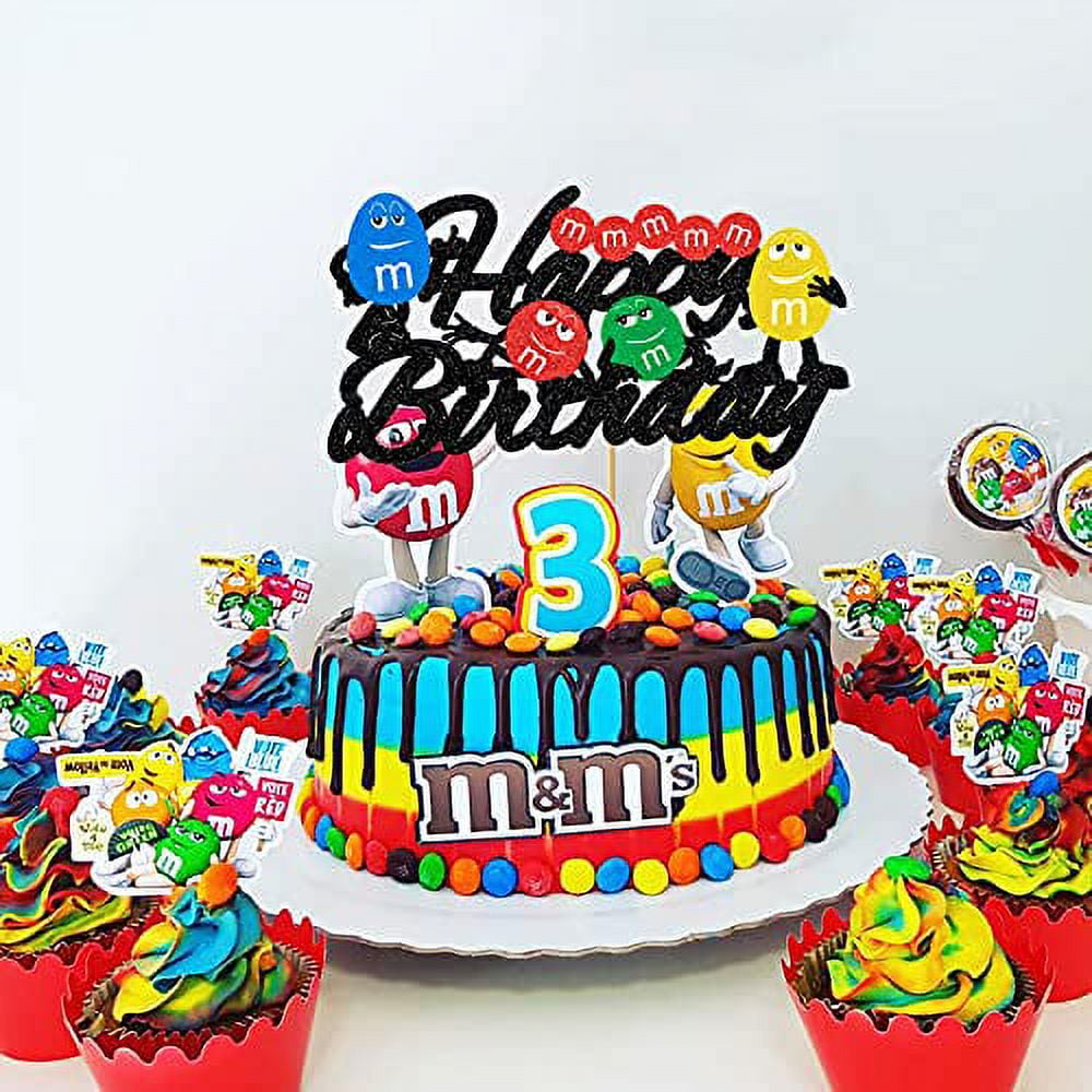.com: Chocolate beans Cake Topper m&m's Theme Birthday Party  Chocolate Party Decor for Boys Girls Kids Birthday Party Supplies
