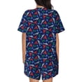 thumbnail image 6 of Uemuo Deep Down In The Ocean Pattern Women's Short-Sleeved Pajama, Button-Front Loungewear, 2-Piece Summer Sleepwear, Elastic Drawstring Shorts-XX-Large, 6 of 7