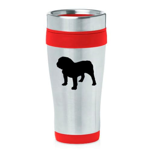 16oz Insulated Stainless Steel Travel Mug Coffee Mug Tumbler Bulldog (Red)