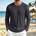 thumbnail image 2 of SeCaotees Contrast Trim Crew Neck Long Sleeve Tops for Men Soft Breathable Knit Fabric Loose Fit Daily Casual Pullover Shirts Dark Gray,M, 2 of 9