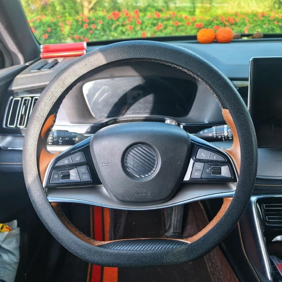 Steering Wheel Cover Gel Steering Wheel Size Cover for 14" 15" 16" Thin Stretchable Anti-Slip Soft odorless Protector Easy to Install(Black)