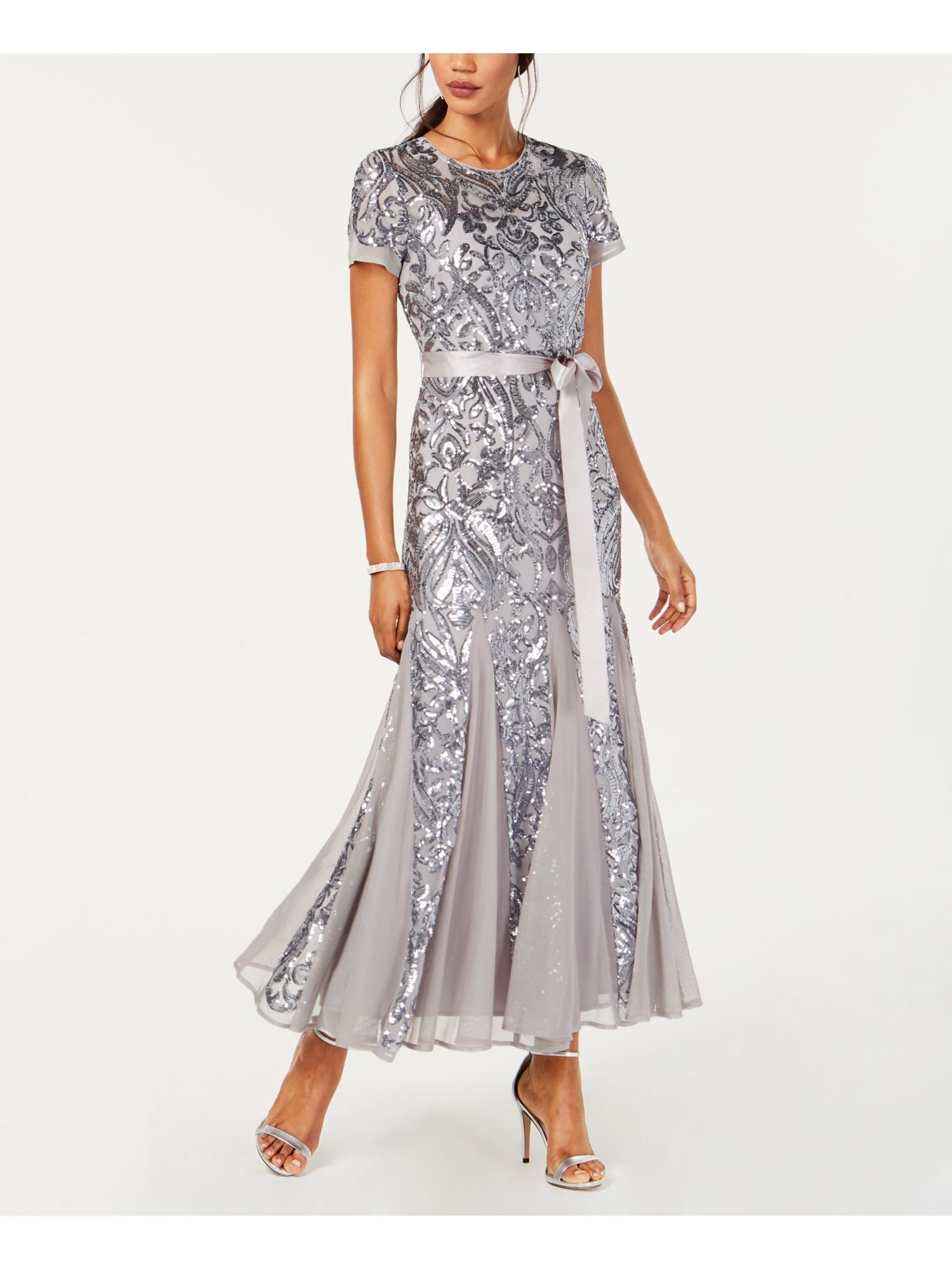 Short Sleeve Maxi Sheath Formal Dress 