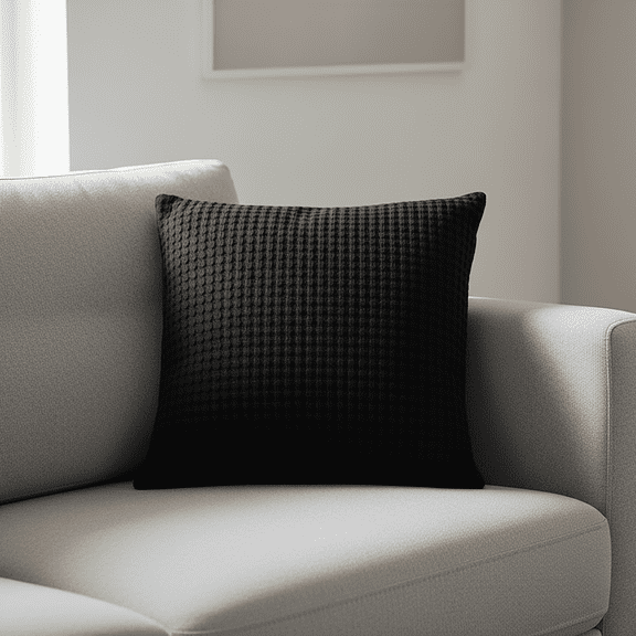 Mainstays Waffle Pillow Cover, 18" x 18", 2 pack, Rich Black