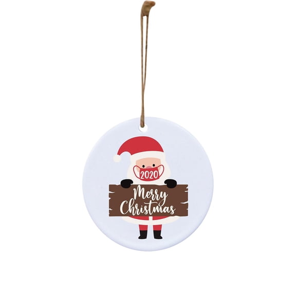 Christmas Tree Decorations,Reusable Wooden Round Santa Claus Ornament,Pendant Crafts Xmas Tree Wall Door Decor