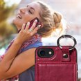 thumbnail image 4 of Nalacover for iPhone 7/8/SE 2020/SE 2022 Wallet Case with Card Slots & Metal Finger Ring, Durable PU Leather Back Double Magnetic Botton Flip Kickstand Purse Shockproof Phone Case,Red, 4 of 10