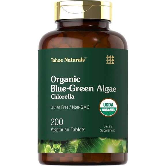 Chlorella Blue Green Algae 250mg | 200 Tablets | Supplement for Men and Women | Tahoe Naturals by Carlyle
