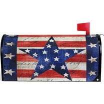 Vintage Patriotic Star America Flag Mailbox Cover Magnetic Custom Decor Colorful Painting Wraps Post Letter Box for Outside Garden Yard Home Standard Mailbox 25.5x21 in