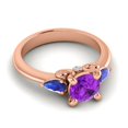 thumbnail image 3 of 2.50 Carat Unique Round Shape Blue Sapphire Gemstone Anniversary Ring for Wife Solid 18K Rose Gold Size 3.5 by Diamond-Capitals, 3 of 8