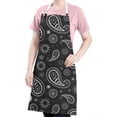 thumbnail image 5 of Black Paisley and Floral Pattern Apron-Garden Aprons for Women with Pockets-Cotton Linen Waterproof Kitchen Cooking Gardening Aprons Adjustable for Kitchen,Cooking,BBQ and Salon 33x27 Inch, 5 of 7