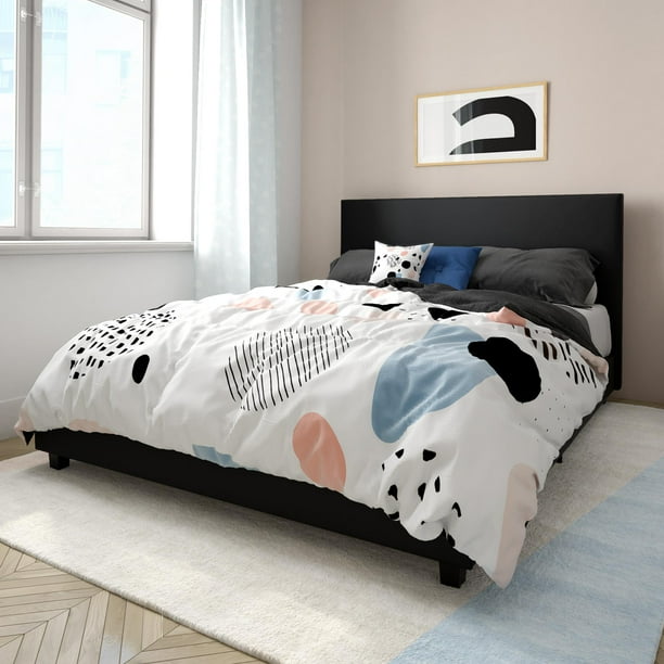 Mainstays Upholstered Platform Bed, Black Tufted Bed Frame Full