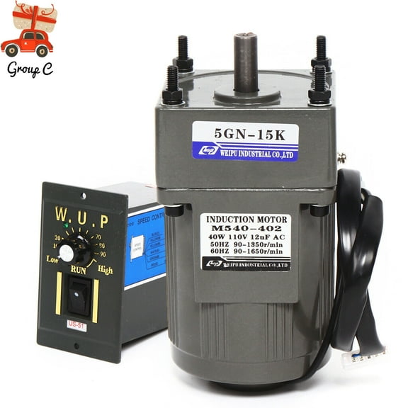 AC Gear Motor Electric Motor Variable Speed Controller 1:15 90 RPM 110V 40W