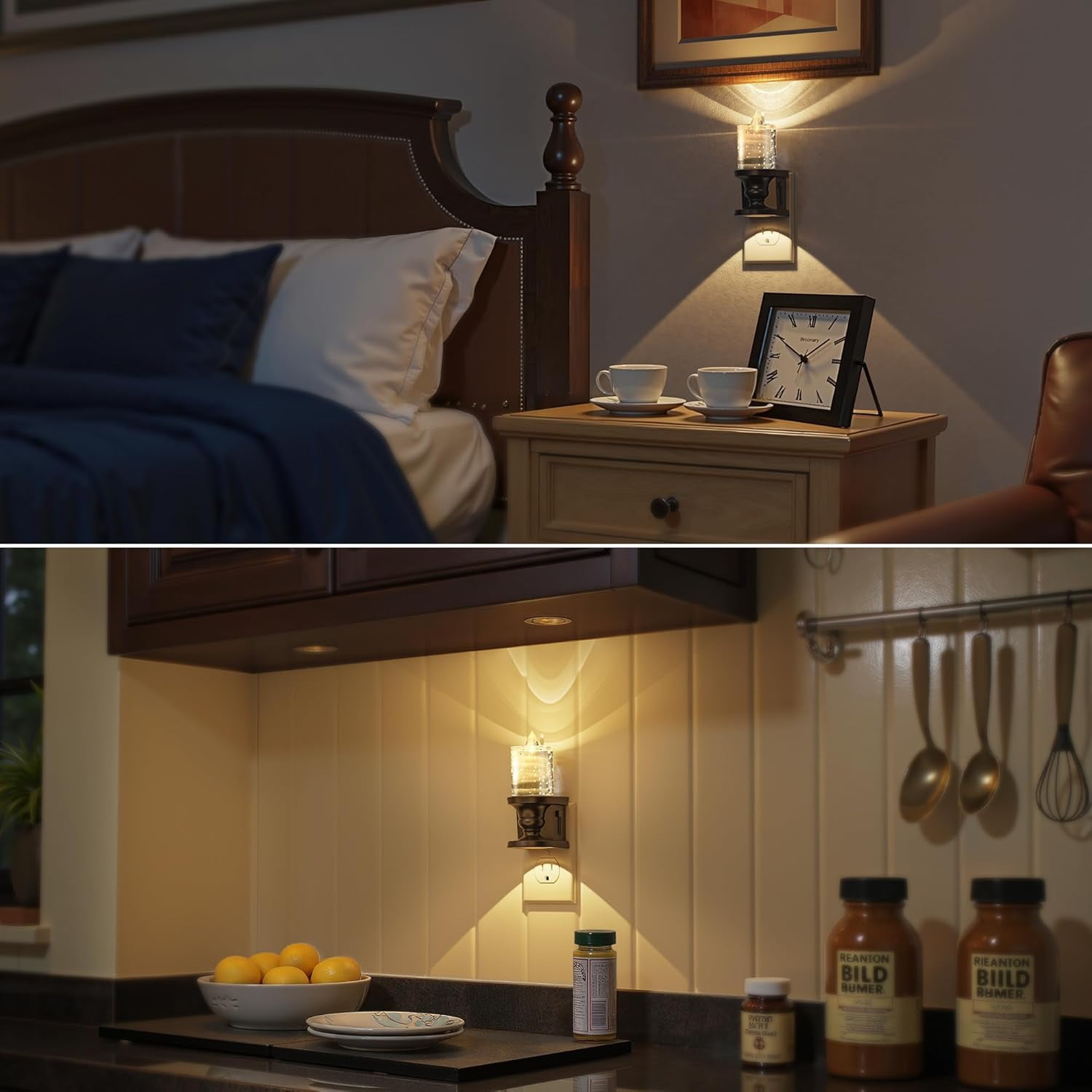 RGHJAR-Flameless Candle Night Light, Bubble Night Lights Plug into Wall, Candle Nightlight with Light Sensor, Dimmable LED Night Light Plug in, Warm White 3000K Nightlight for Hallway Bathroom