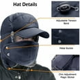 thumbnail image 6 of Winter Trapper Hat, IC ICLOVER Unisex Ushanka Hunting Hat Russian Trooper Ear Flap Chin Strap Hat with Windproof Mask-Keep Warm in Cold Weather-Dark Blue, 6 of 10