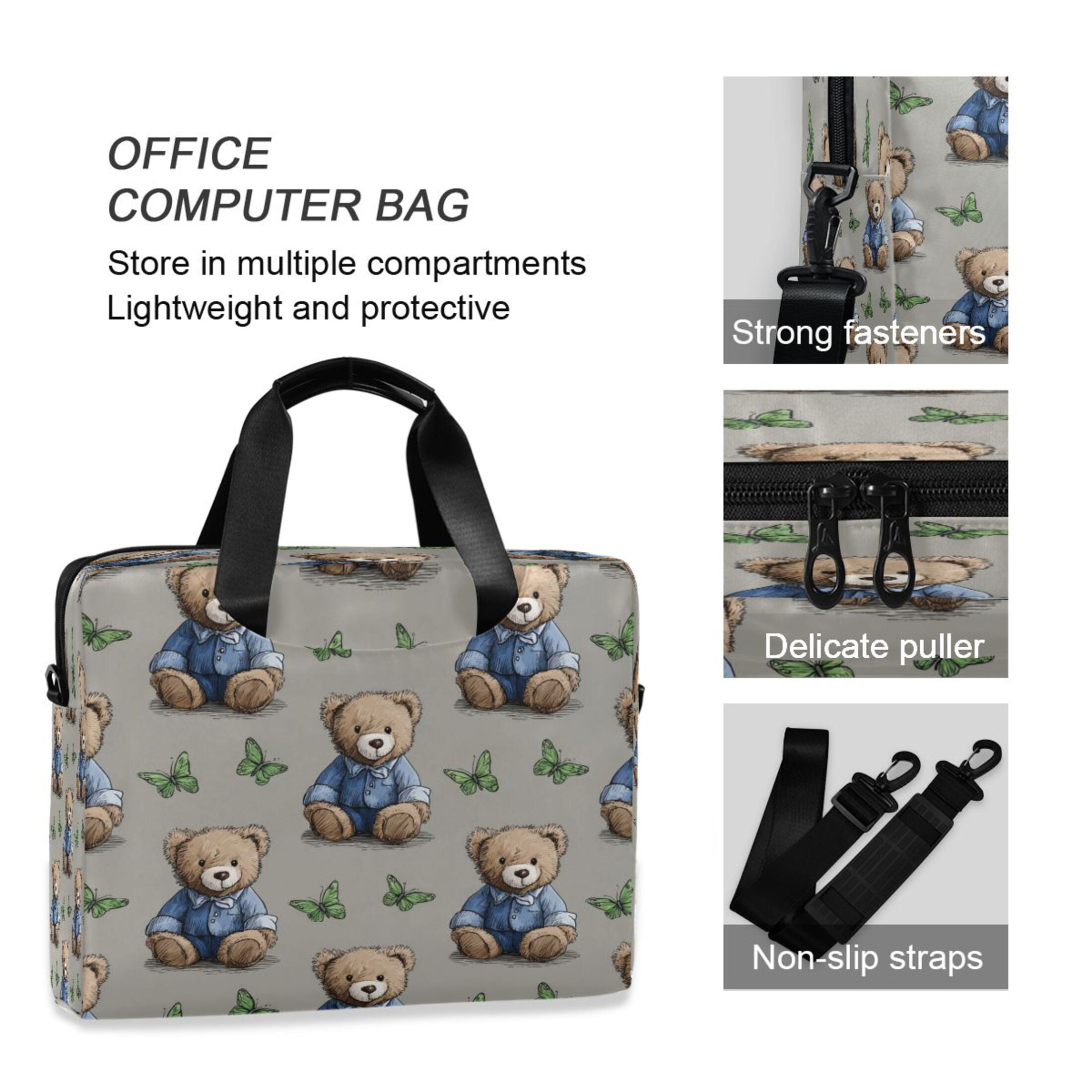 Laptop Bag Laptop Briefcase 15.7 x 3 x 11.8 Inches Laptop Bag Briefcases Laptop Storage Travel Laptop Bag Work Laptop Bag Cute Bear Seamless