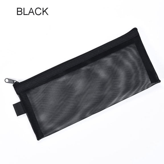 Tuvgenk Black Pencil Cases Pencil Pouch Solid Nylon Stain-Resistant Zipper Cosmetic Bag for Office