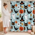 thumbnail image 3 of Happy Halloween Shower Curtain Cute Pumpkin Scary Cartoon Halloween Holiday Party Scary Night Bathroom Decoration With Hook, 3 of 4